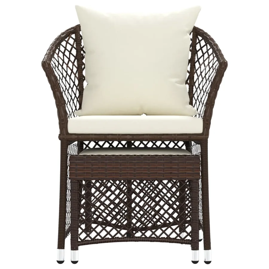 Salon de jardin 2 pcs avec coussins Marron Résine tressée - 4