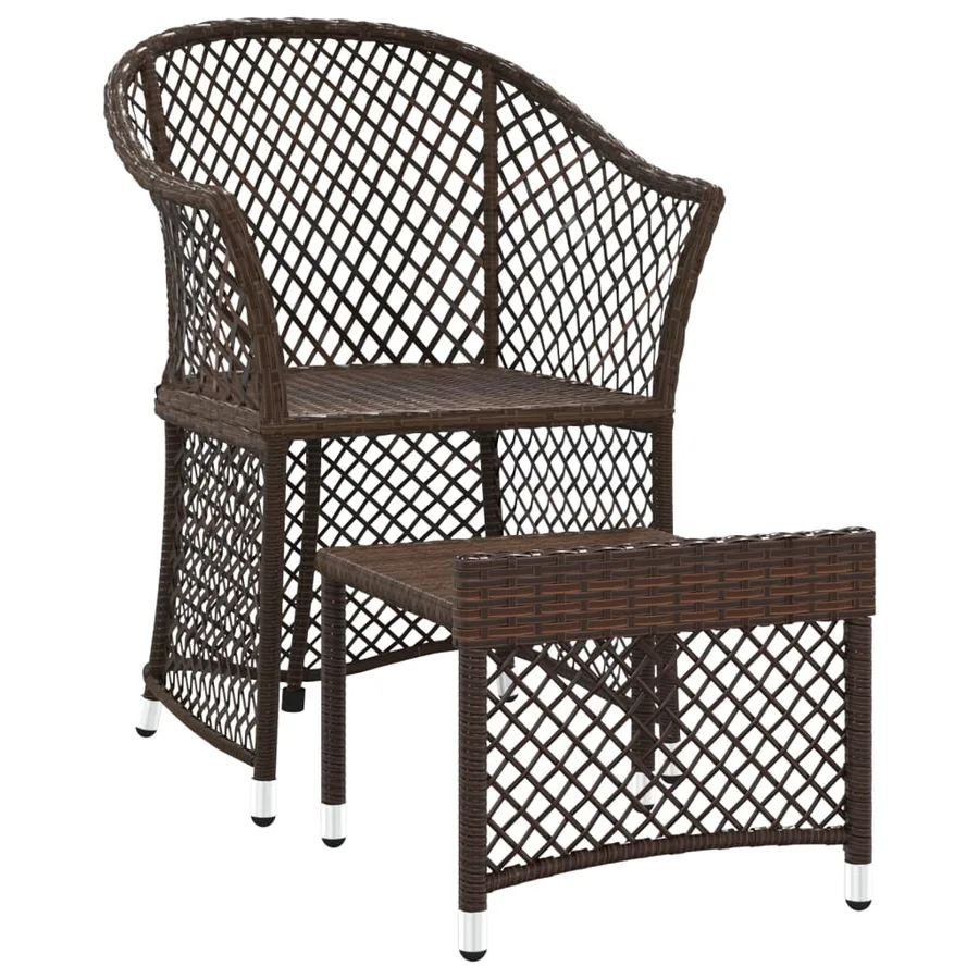 Salon de jardin 2 pcs avec coussins Marron Résine tressée - 7