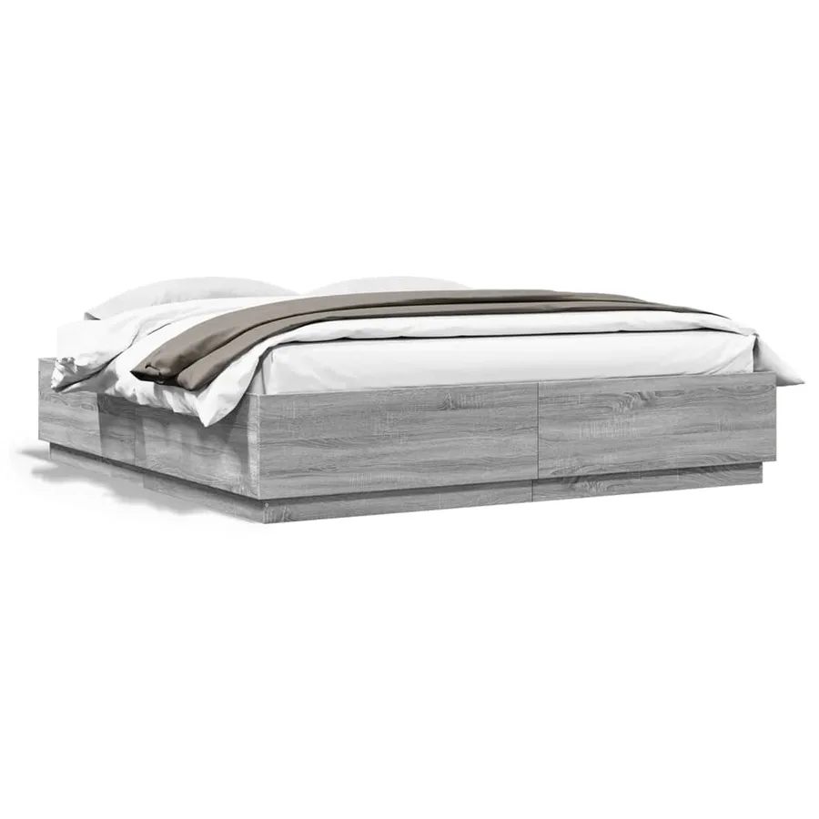 Cadre de lit avec LED sans matelas sonoma gris 200x200 cm - 5