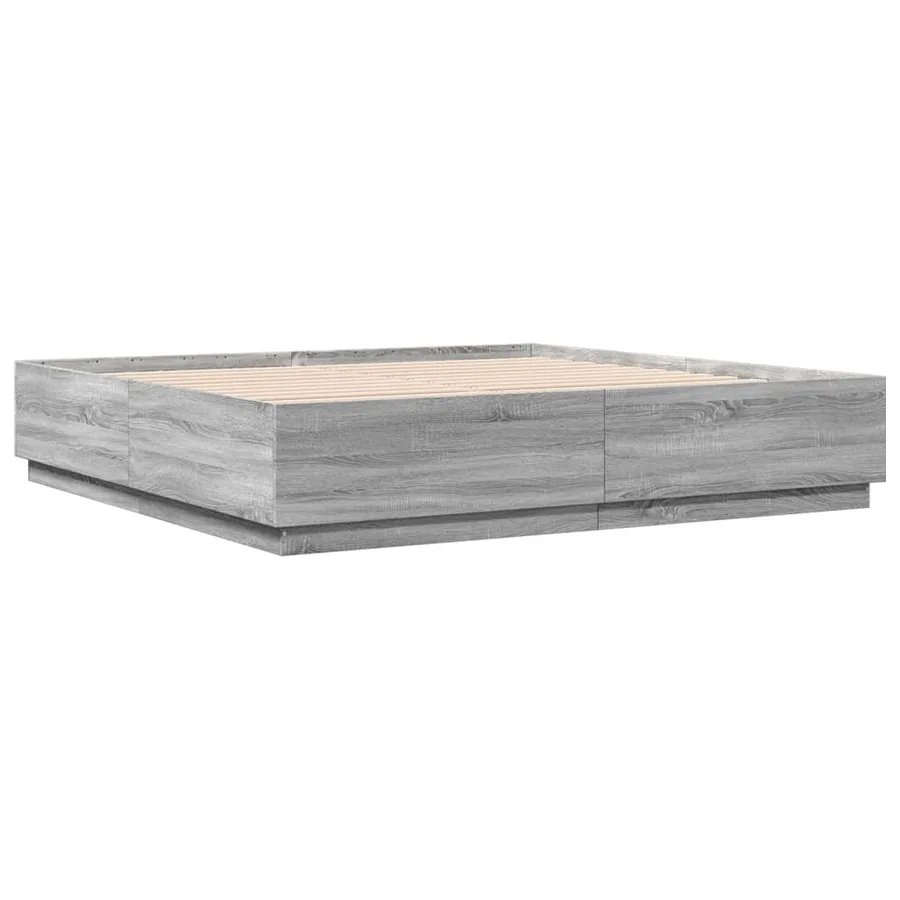 Cadre de lit avec LED sans matelas sonoma gris 200x200 cm - 8