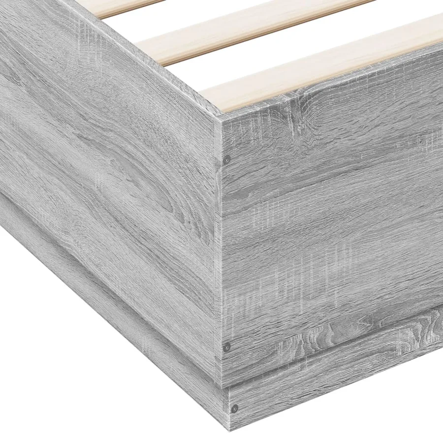 Cadre de lit avec LED sans matelas sonoma gris 200x200 cm - 9