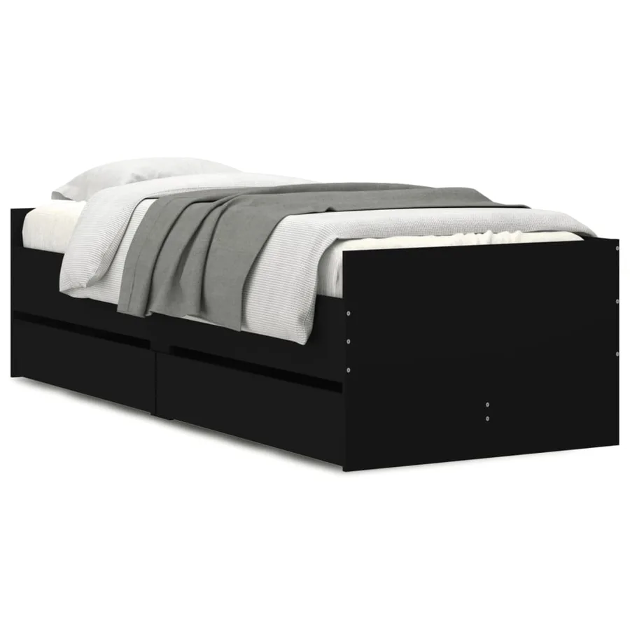 Cadre de lit sans matelas noir 75x190 cm - 2