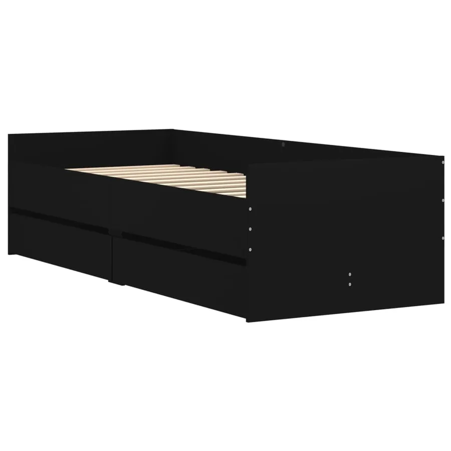 Cadre de lit sans matelas noir 75x190 cm - 3