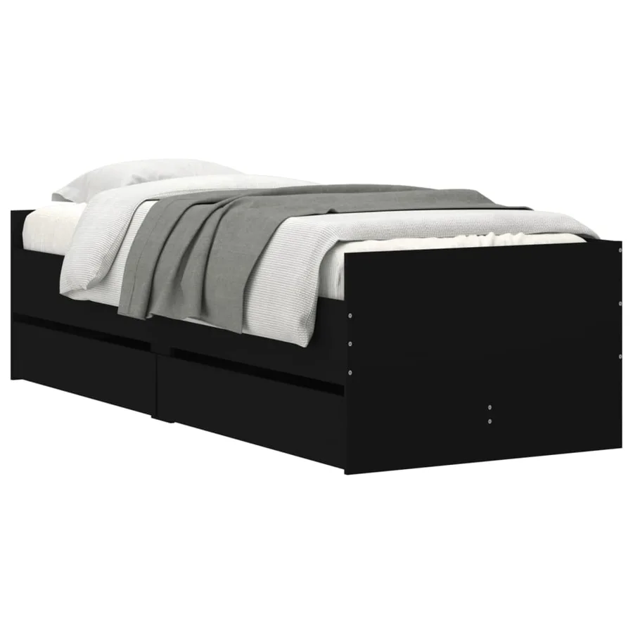 Cadre de lit sans matelas noir 75x190 cm - 4