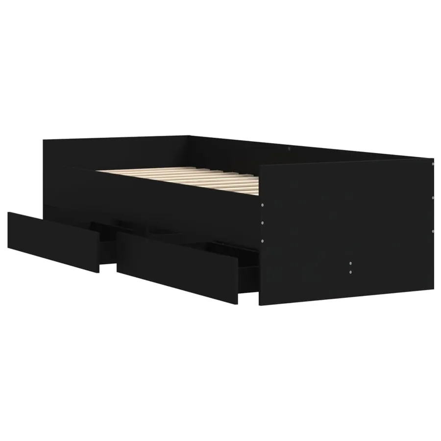 Cadre de lit sans matelas noir 75x190 cm - 5