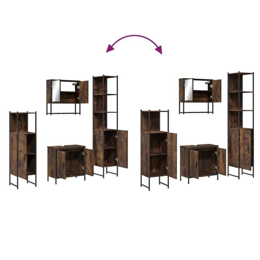 Ensemble de meubles de salle de bain 4 pcs Chêne fumé Bois - 9