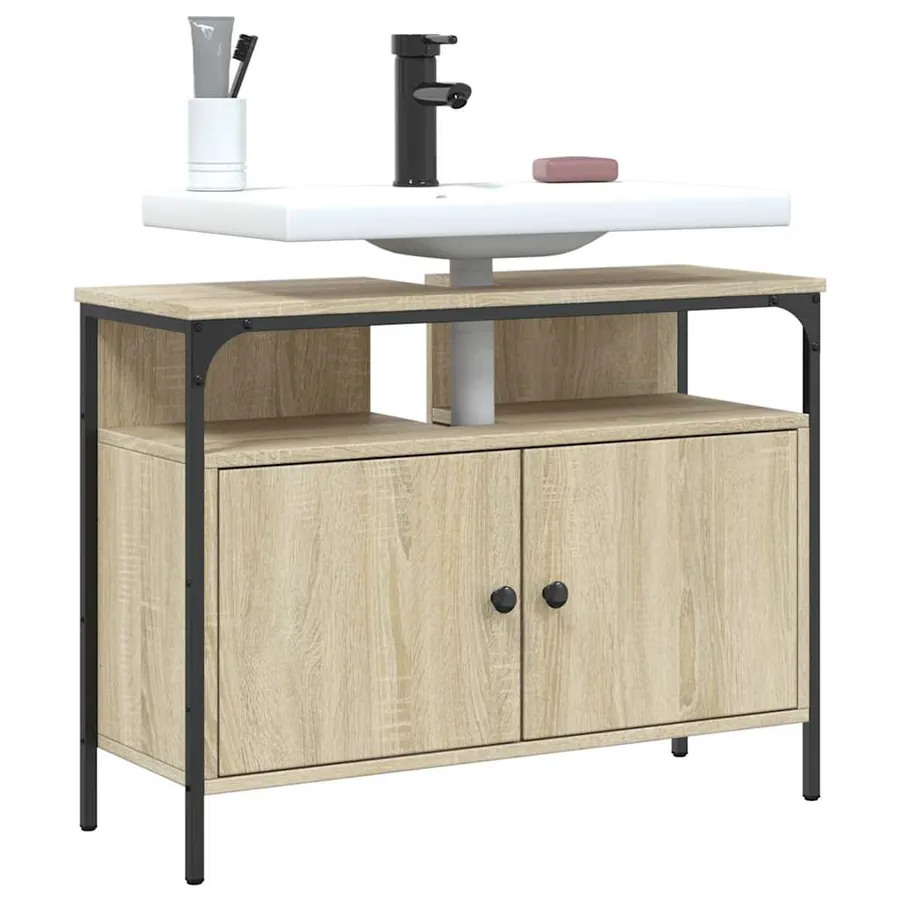 Armoire lavabo de salle de bain chêne sonoma 80x30x60 cm