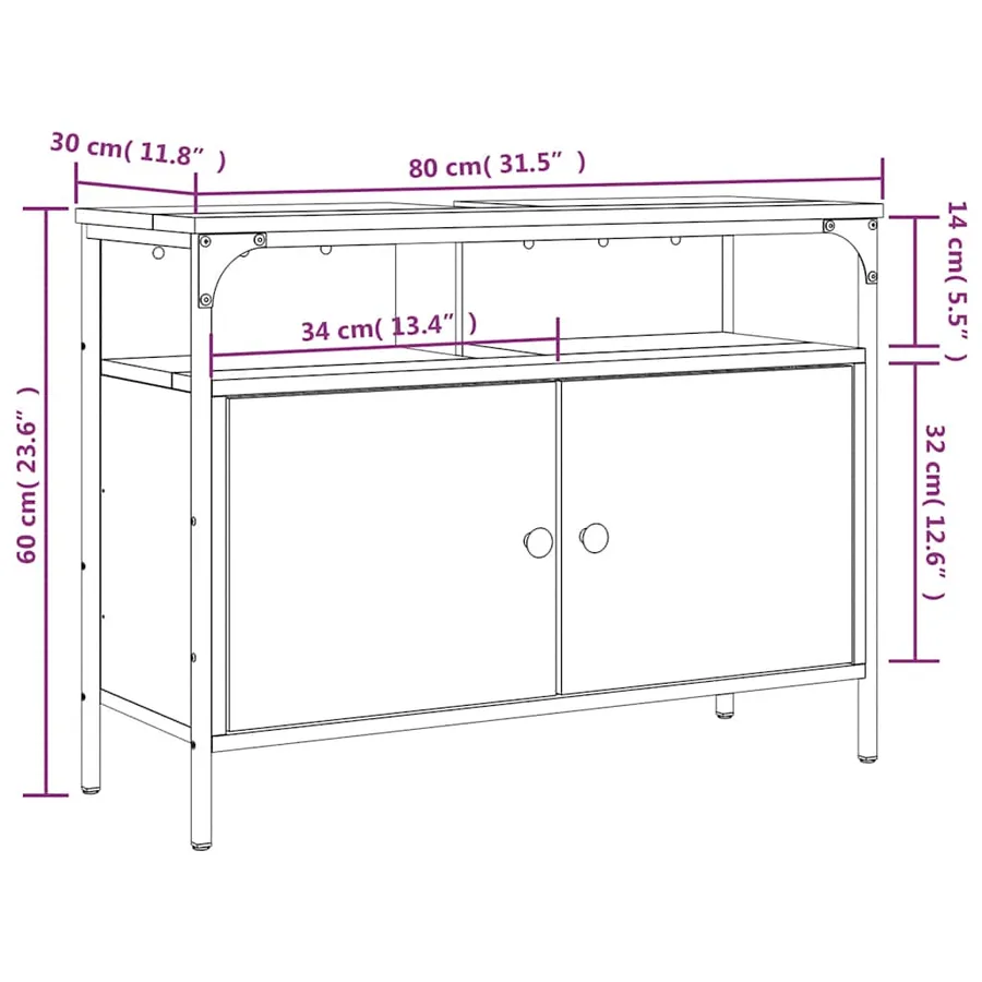 Armoire lavabo de salle de bain chêne sonoma 80x30x60 cm - 12