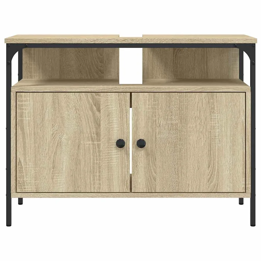 Armoire lavabo de salle de bain chêne sonoma 80x30x60 cm - 4