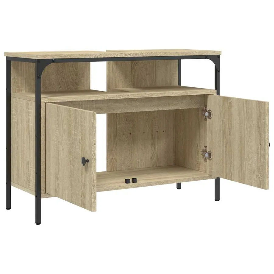 Armoire lavabo de salle de bain chêne sonoma 80x30x60 cm - 5