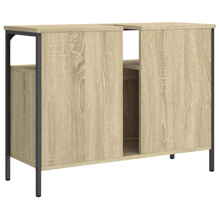 Armoire lavabo de salle de bain chêne sonoma 80x30x60 cm - 6