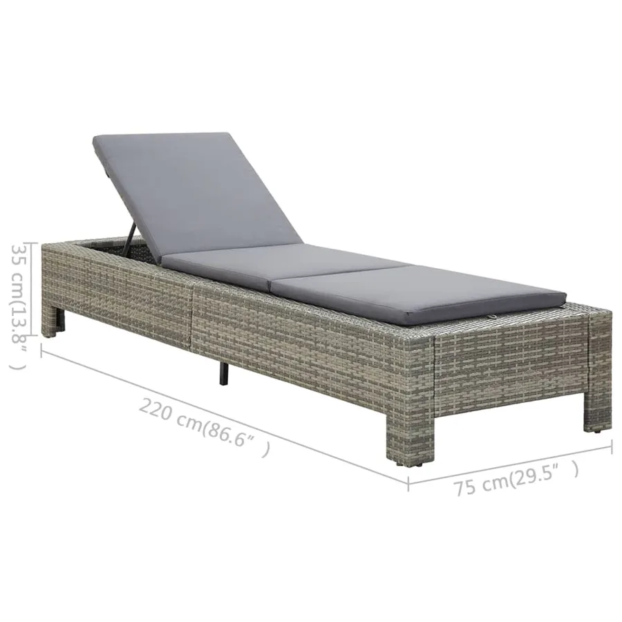 Transat avec coussin Gris Résine tressée - 10