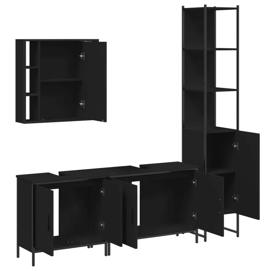 Ensemble d’armoires salle de bain 4 pcs noir bois d'ingénierie - 5