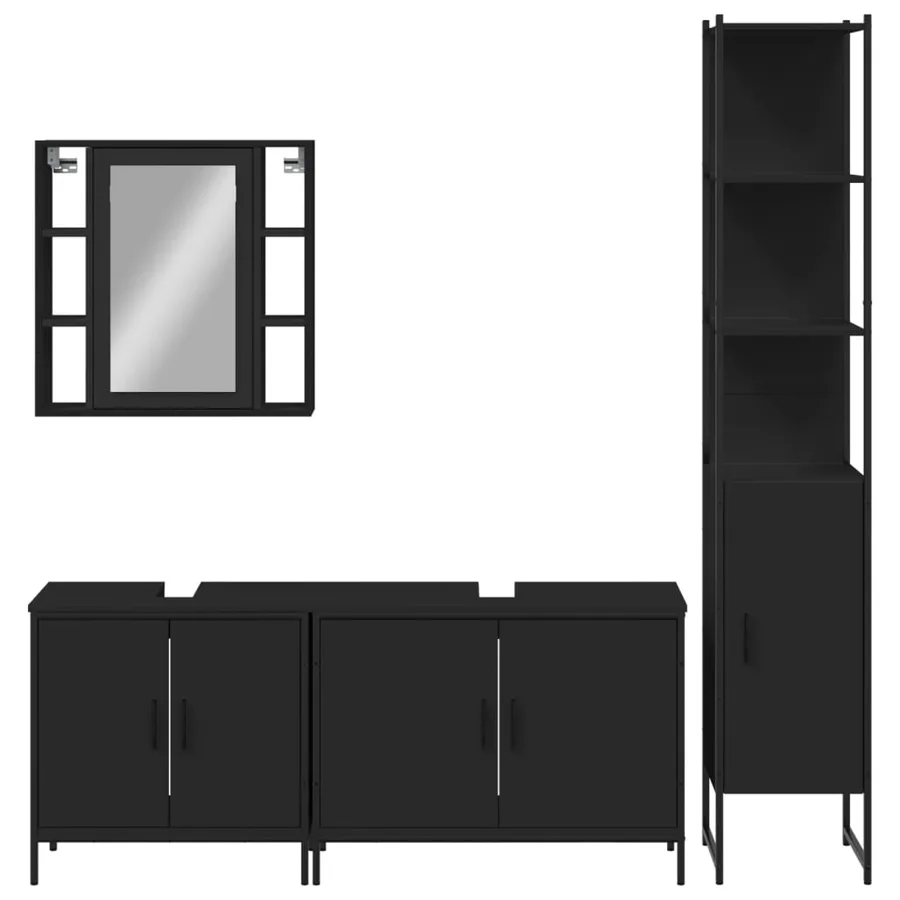 Ensemble d’armoires salle de bain 4 pcs noir bois d'ingénierie - 6