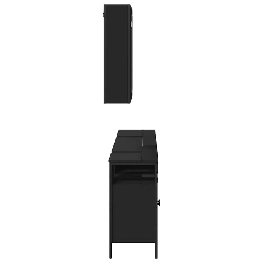 Ensemble d'armoires salle de bain 3 pcs noir bois d'ingénierie - 7