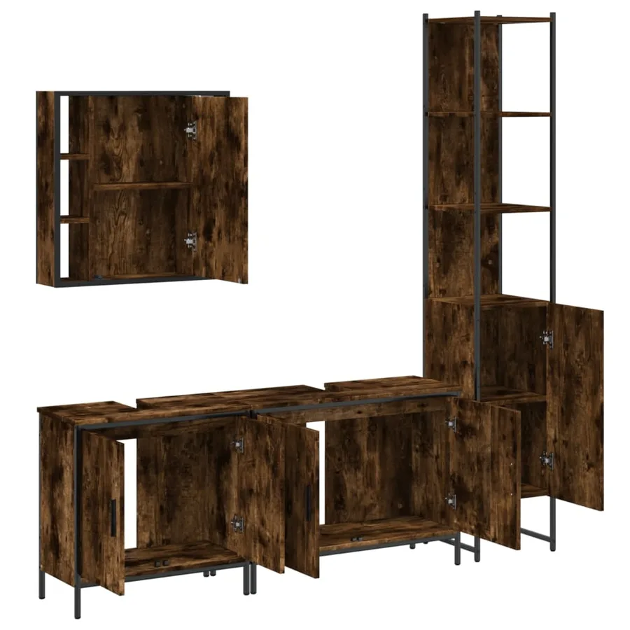 Ensemble d'armoires de salle de bain 4 pcs chêne fumé - 5