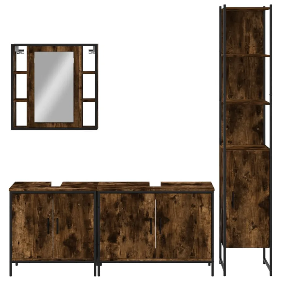 Ensemble d'armoires de salle de bain 4 pcs chêne fumé - 6