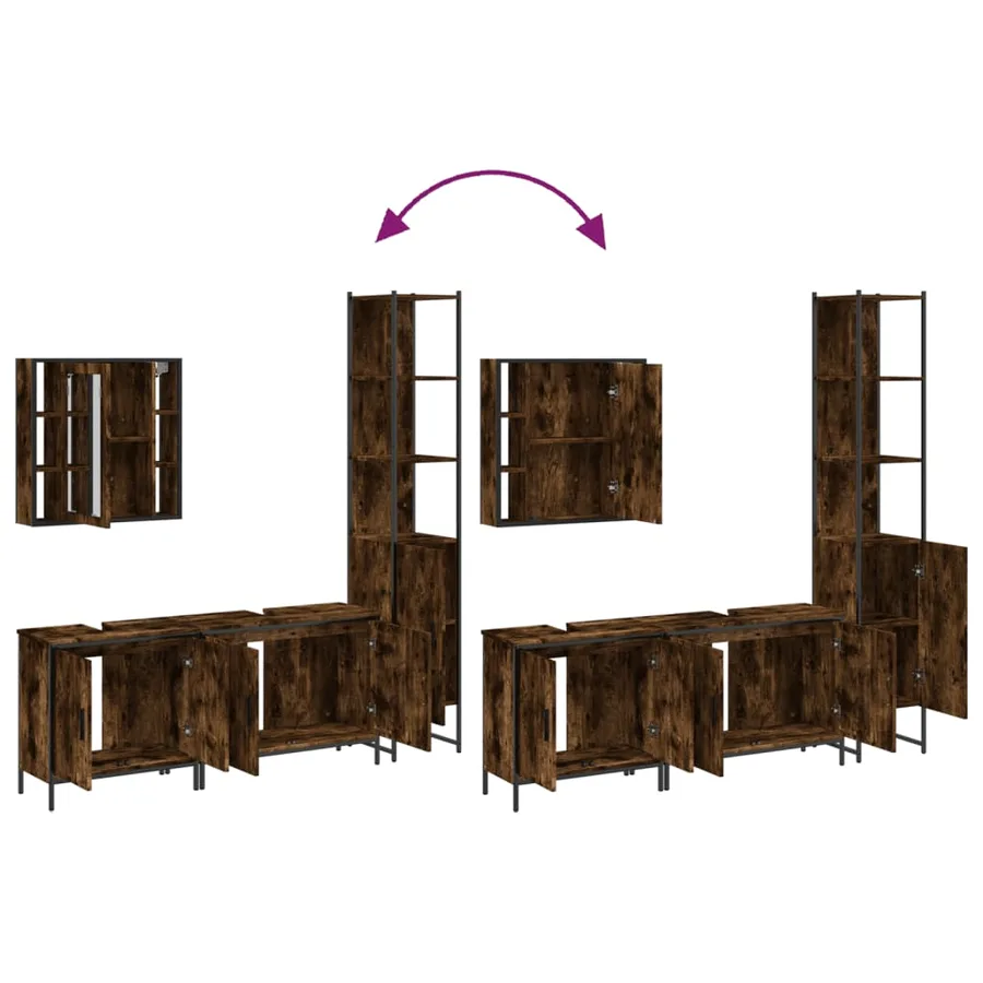 Ensemble d'armoires de salle de bain 4 pcs chêne fumé - 9