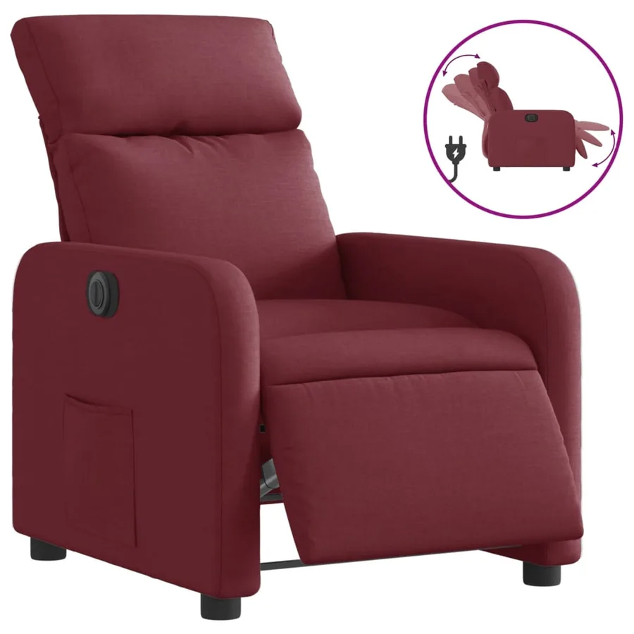 Fauteuil inclinable électrique Rouge bordeaux Tissu - 2