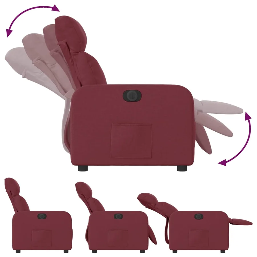 Fauteuil inclinable électrique Rouge bordeaux Tissu - 7