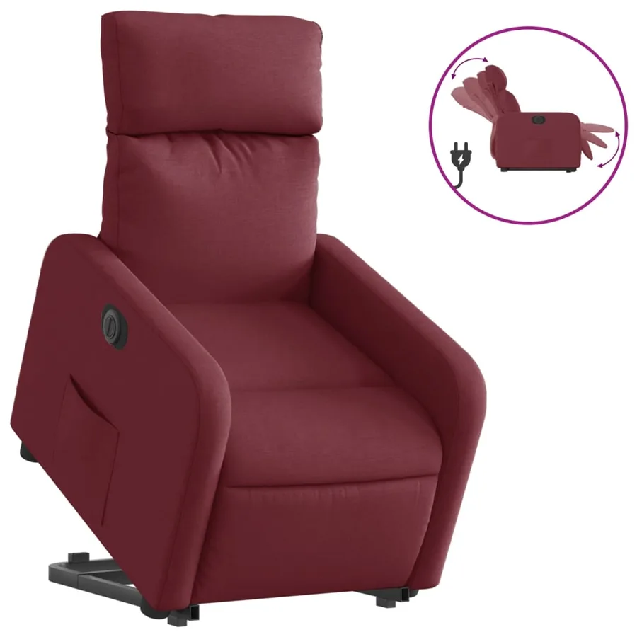 Fauteuil inclinable électrique rouge bordeaux tissu - 2