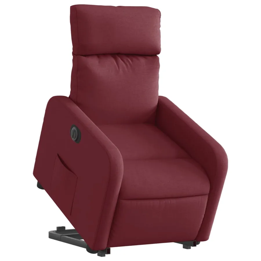Fauteuil inclinable électrique rouge bordeaux tissu - 3