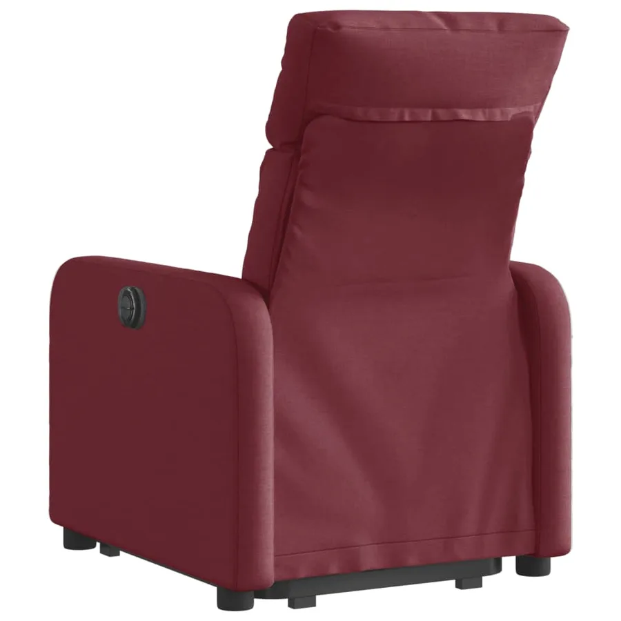 Fauteuil inclinable électrique rouge bordeaux tissu - 5
