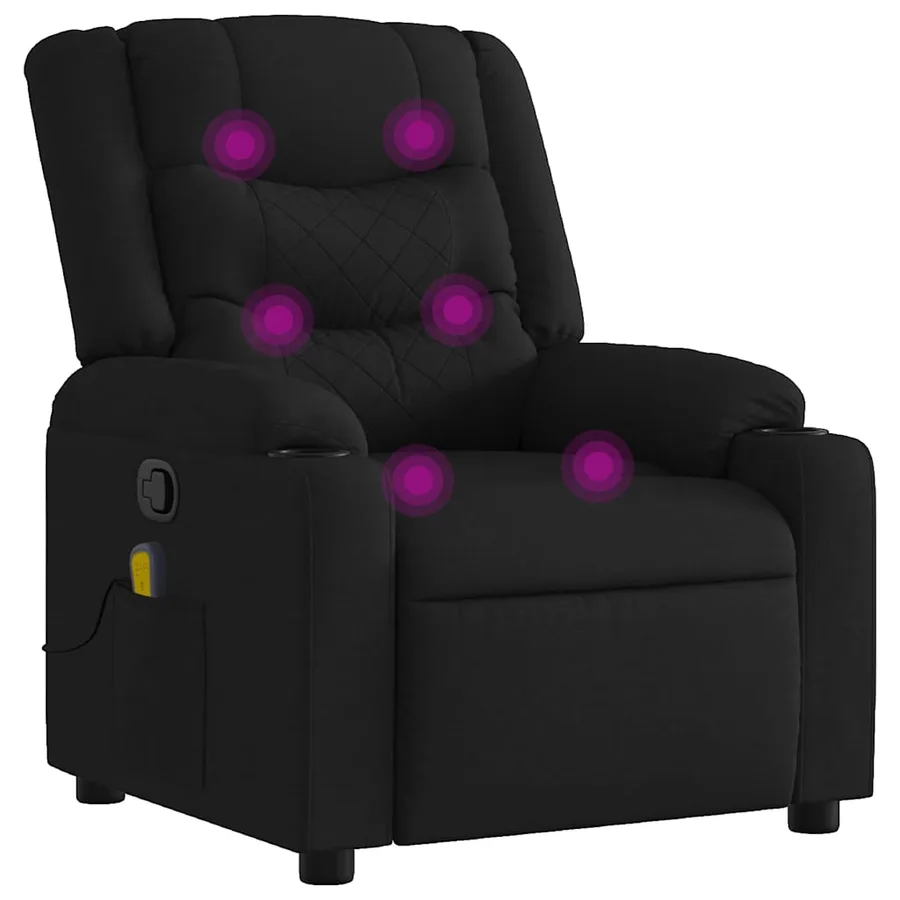 Fauteuil inclinable de massage noir tissu - 2