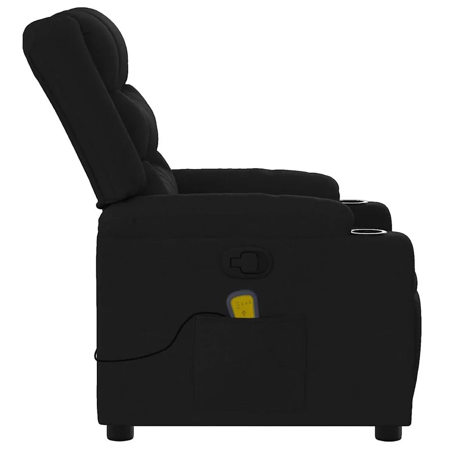Fauteuil inclinable de massage noir tissu - 8
