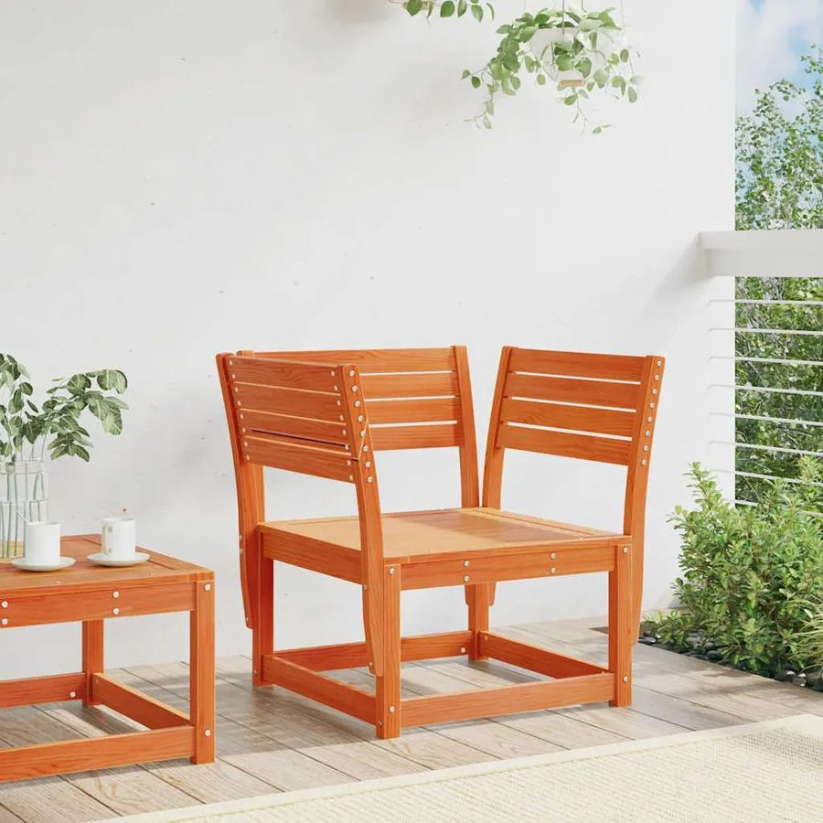 Chaise de jardin cire marron bois de pin massif - 3