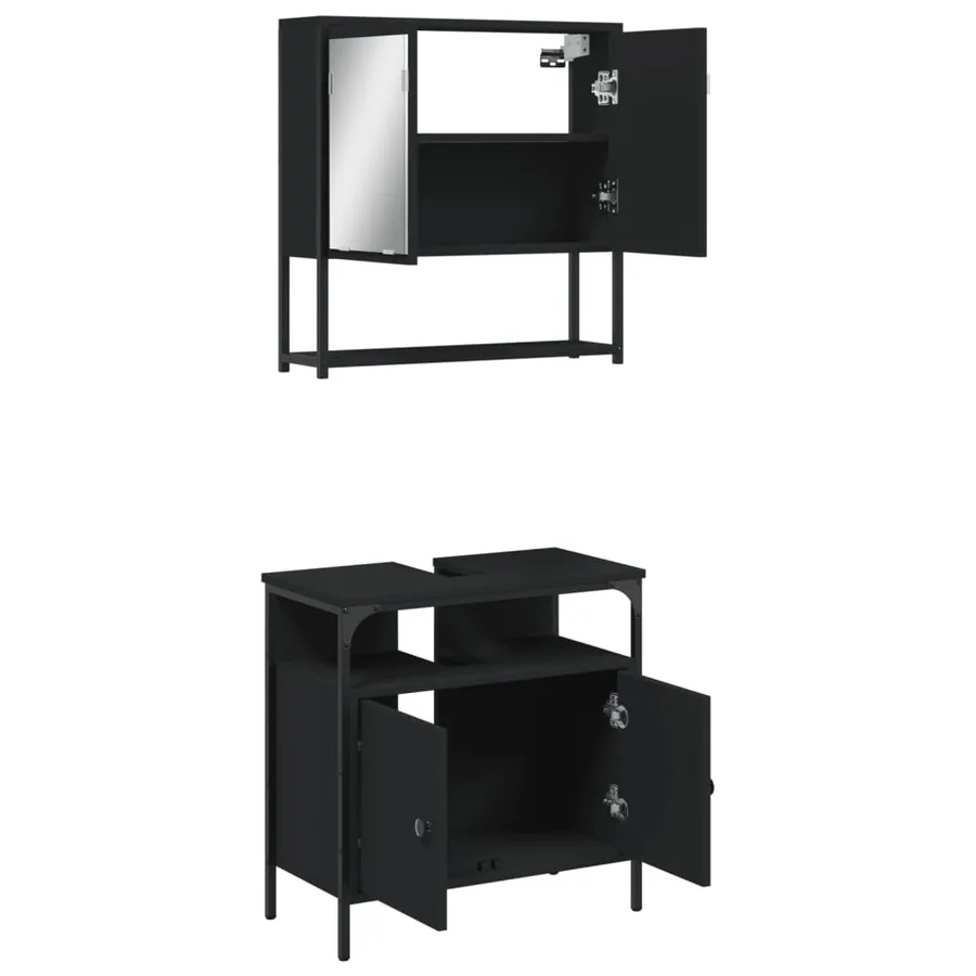 Ensemble de meubles salle de bain 2 pcs noir bois d'ingénierie - 6
