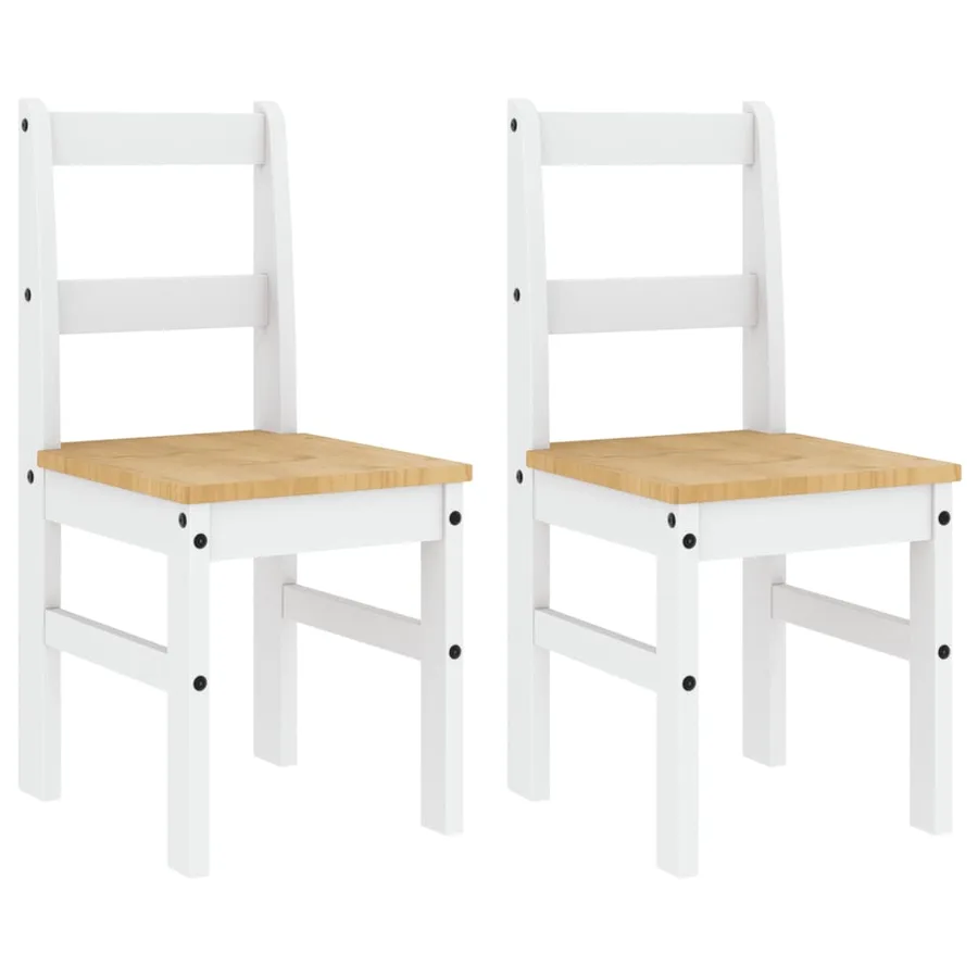 Chaises à manger lot de 2 PANAMA blanc bois massif de pin - 2