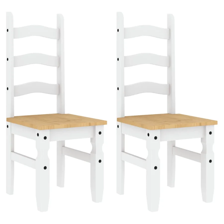 Chaises à manger lot de 2 Corona blanc bois massif de pin - 2