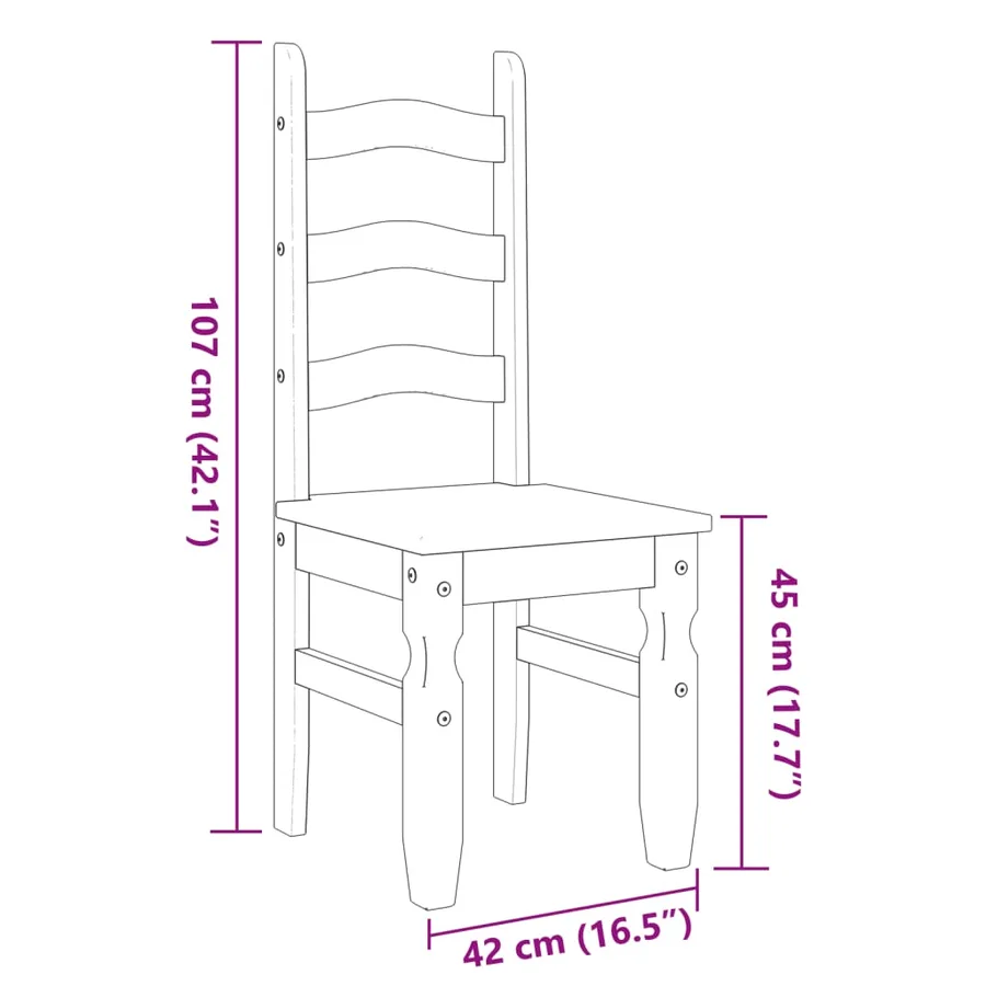 Chaises à manger lot de 2 Corona blanc bois massif de pin - 9