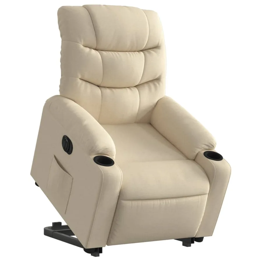 Fauteuil inclinable électrique crème tissu - 3