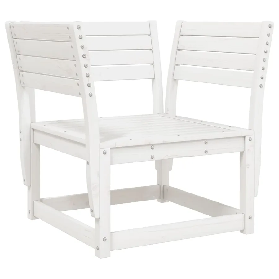 Canapé de jardin accoudoir avec coussins blanc bois massif pin - 4