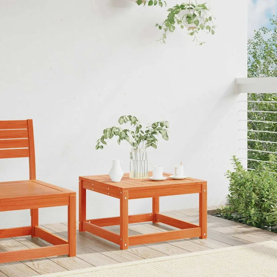 Repose-pied de jardin cire marron bois de pin massif - 3