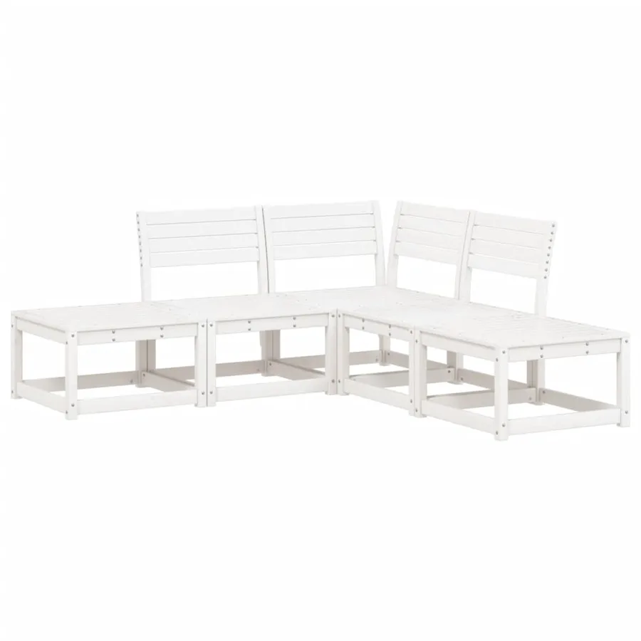 Salon de jardin 5 pcs blanc bois massif de pin - 2