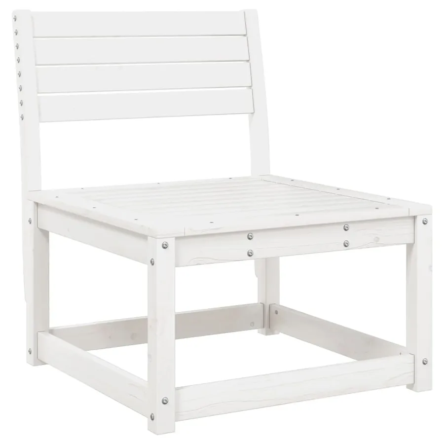 Salon de jardin 5 pcs blanc bois massif de pin - 3