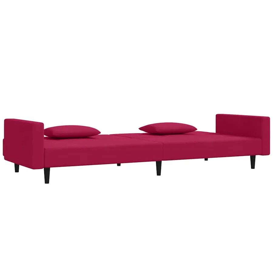 Canapé-lit à 2 places et deux oreillers Rouge bordeaux Velours - 4
