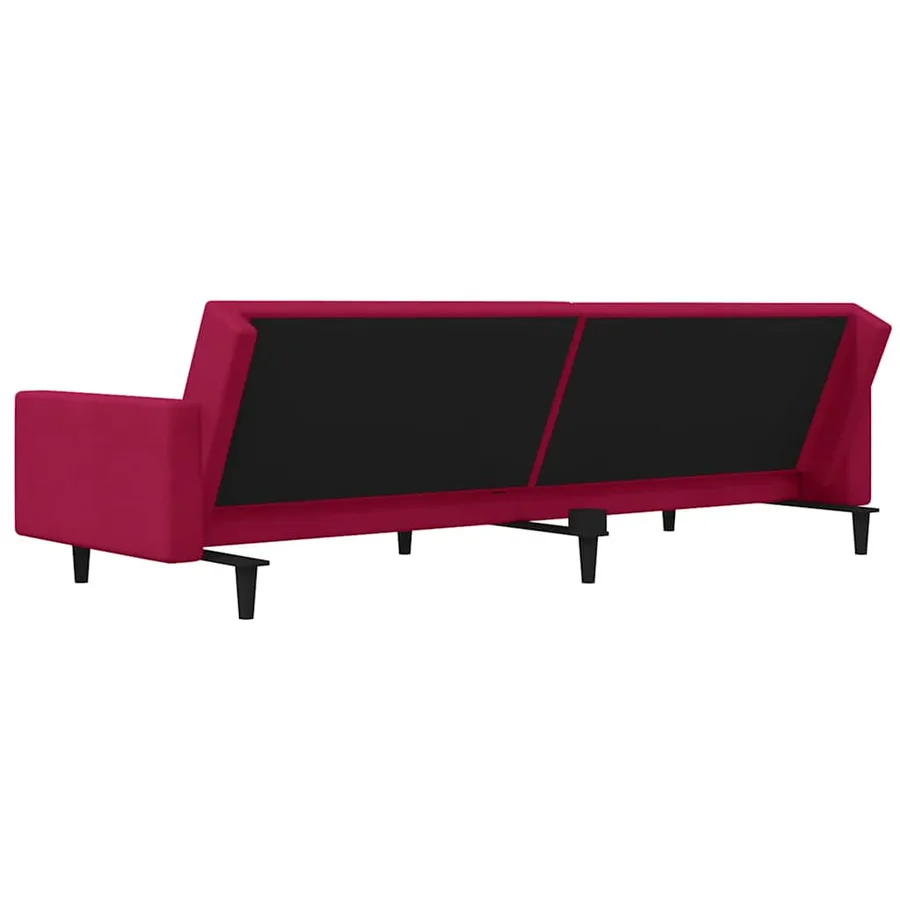 Canapé-lit à 2 places et deux oreillers Rouge bordeaux Velours - 8