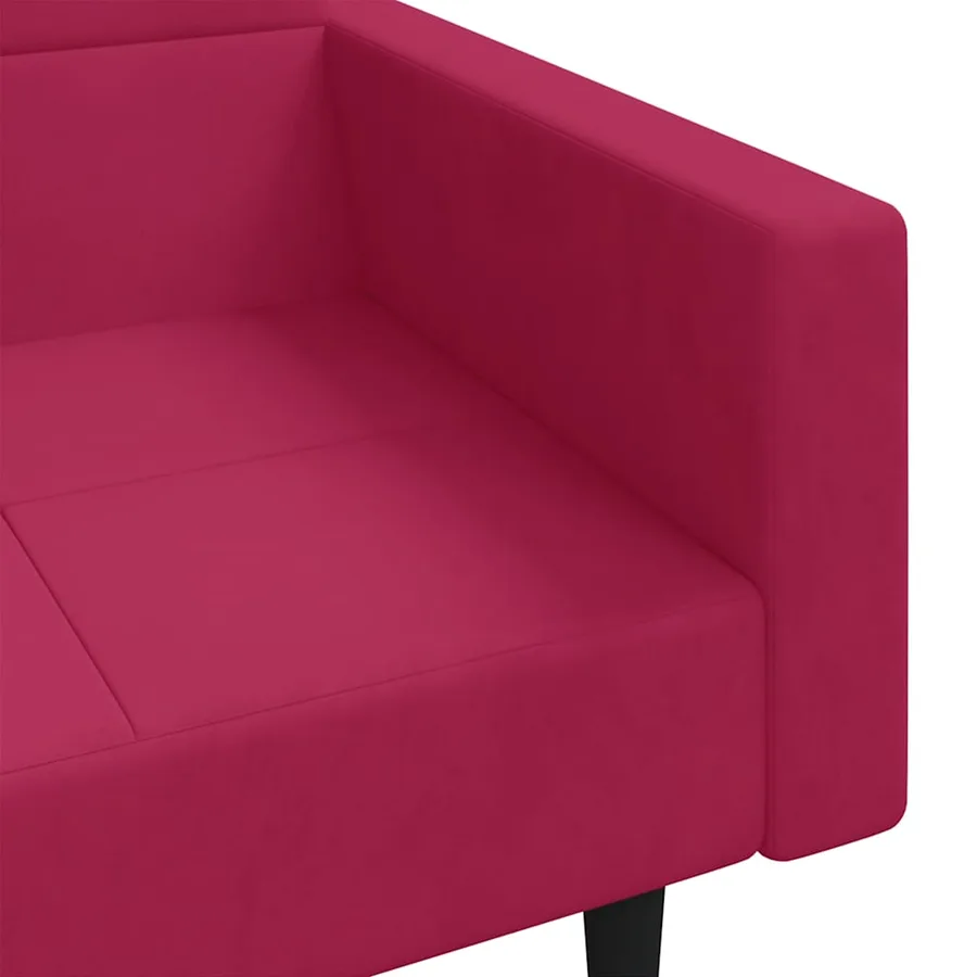 Canapé-lit à 2 places et deux oreillers Rouge bordeaux Velours - 9