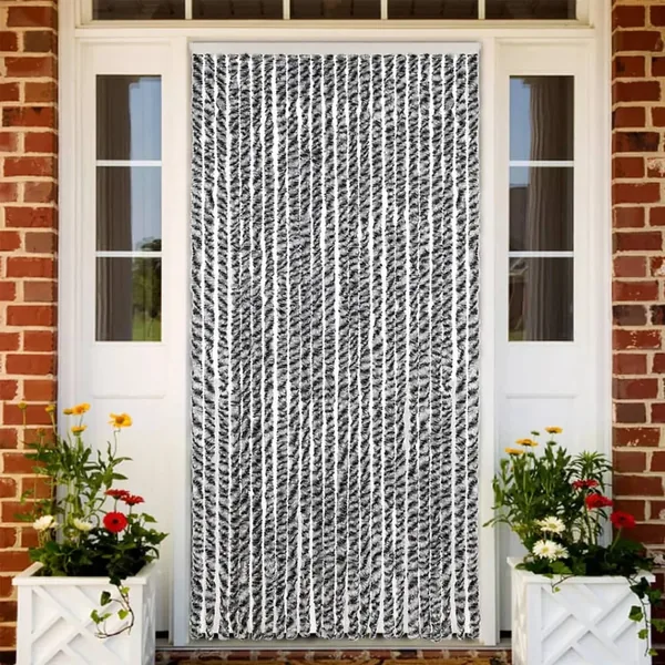 Rideau anti-mouches gris et noir et blanc 100x220 cm chenille