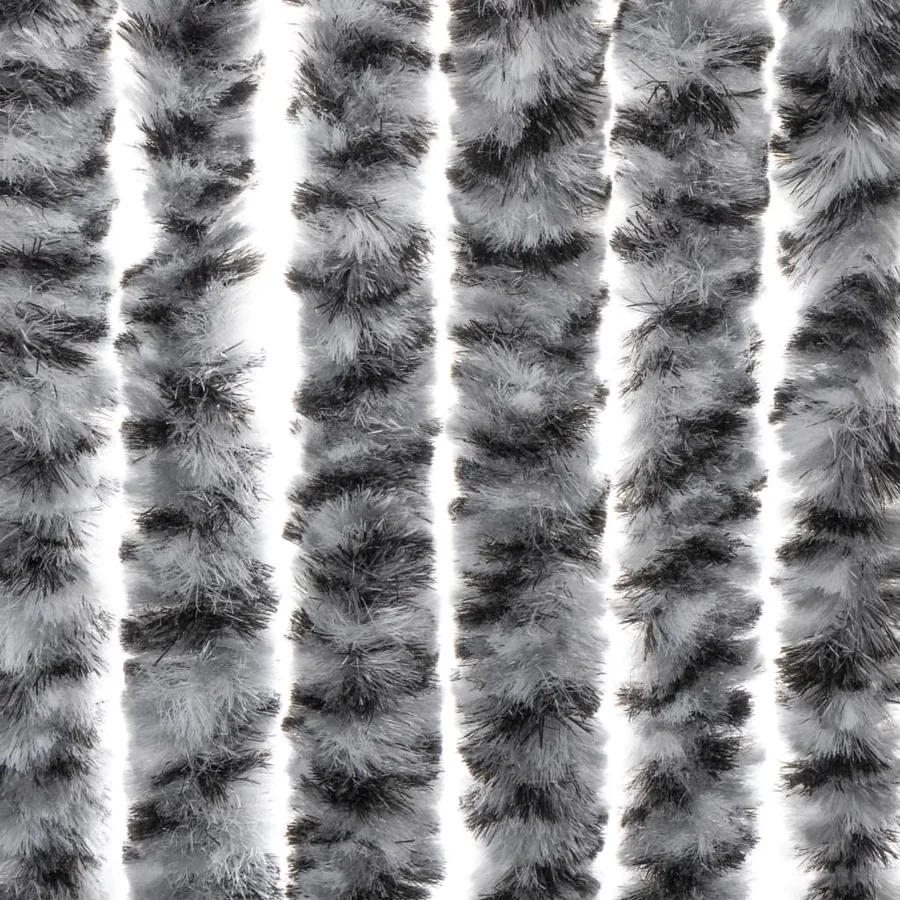 Rideau anti-mouches gris et noir et blanc 100x220 cm chenille - 6
