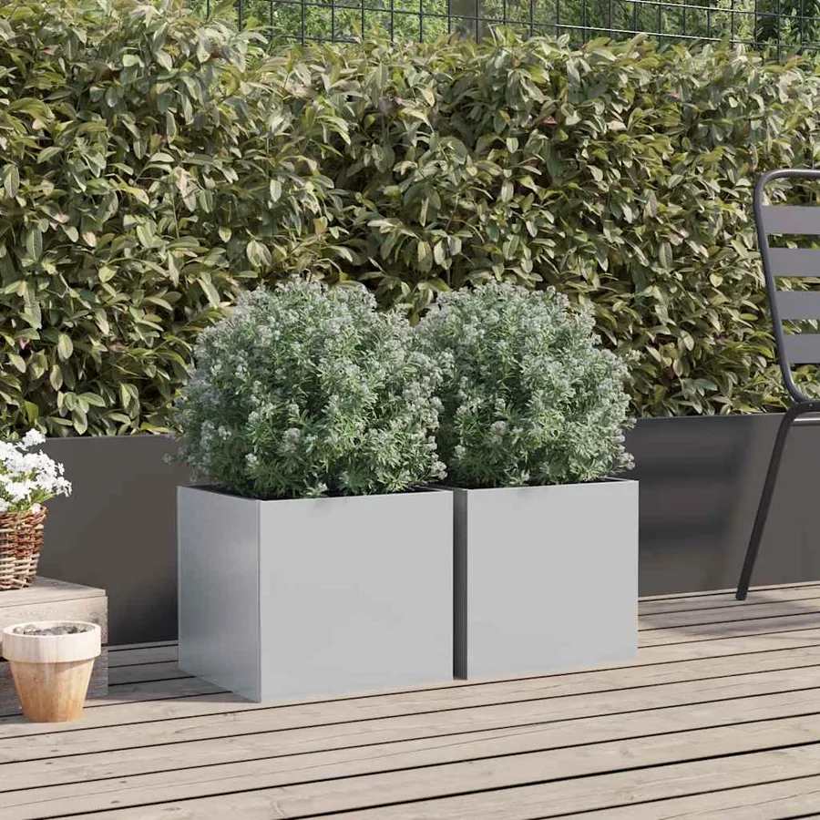 Jardinières 2 pcs argenté 32x30x29 cm acier galvanisé - 3
