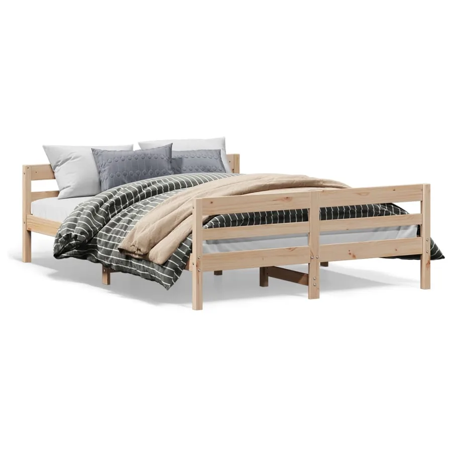 Cadre de lit sans matelas 140x200 cm bois massif de pin - 2