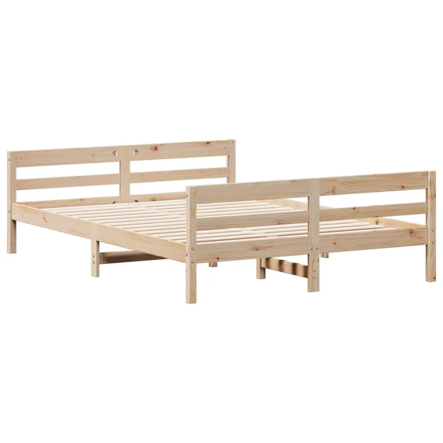 Cadre de lit sans matelas 140x200 cm bois massif de pin - 6