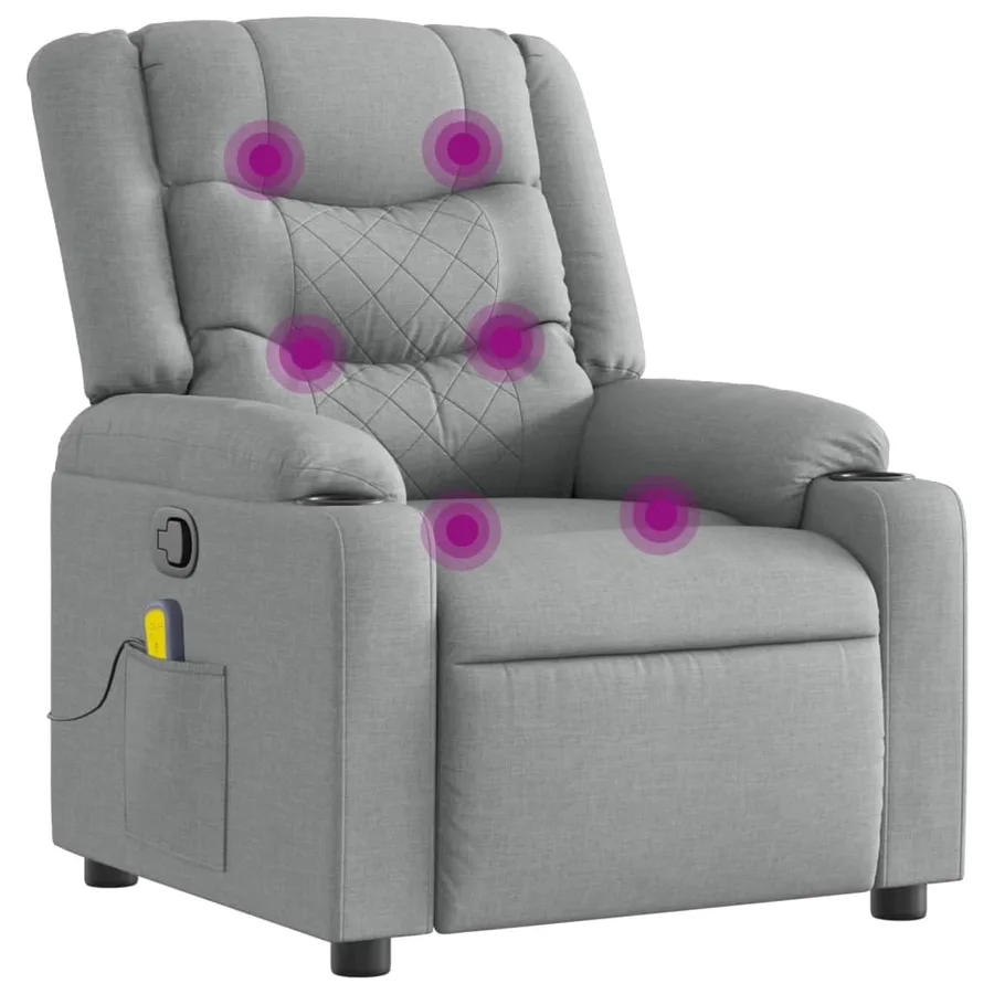 Fauteuil inclinable de massage en tissu gris clair - 2
