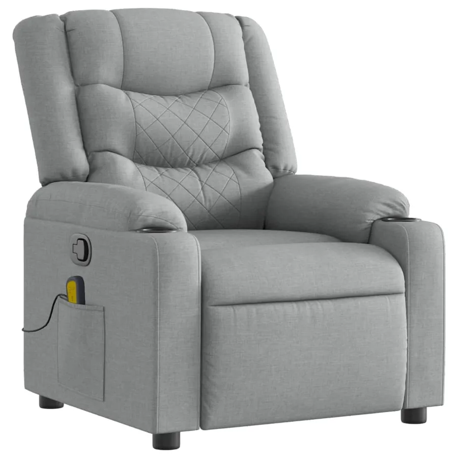 Fauteuil inclinable de massage en tissu gris clair - 3