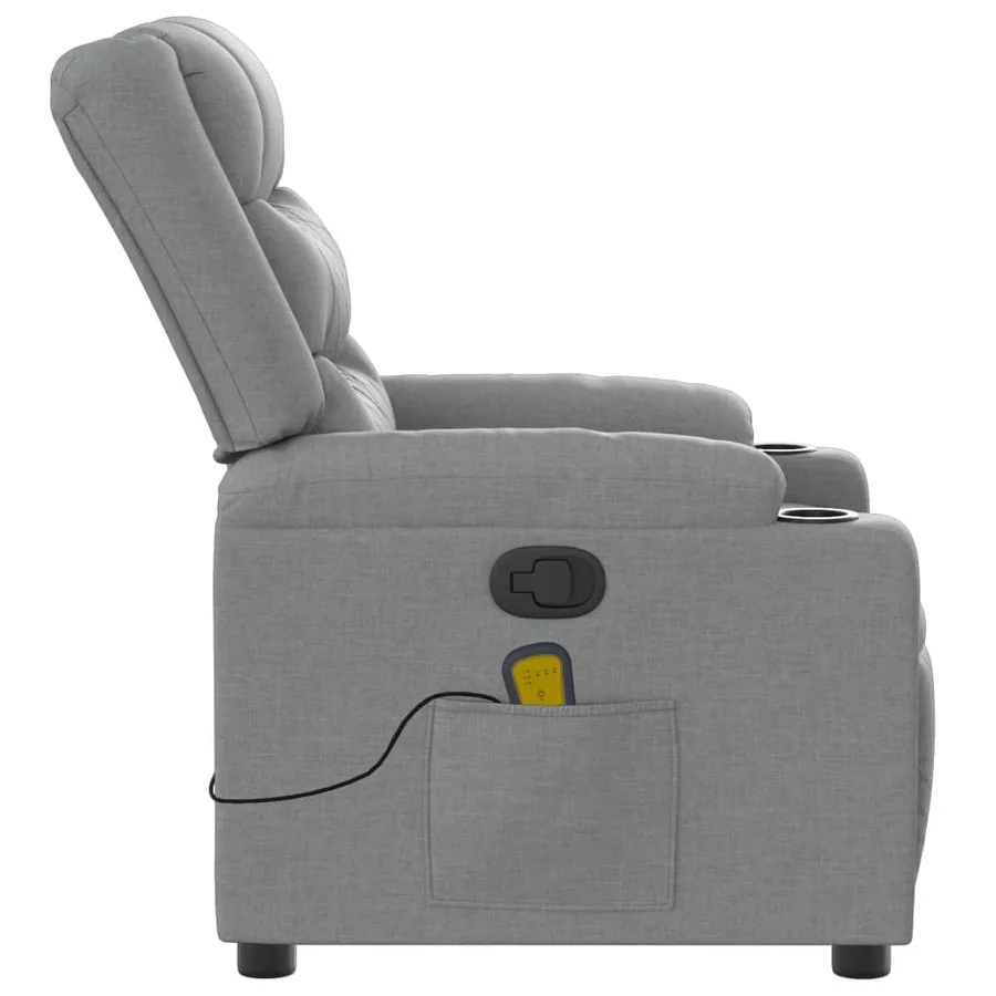 Fauteuil inclinable de massage en tissu gris clair - 8